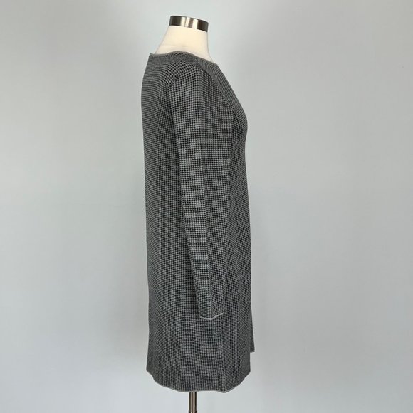 J Jill Houndstooth Sweater Dress Gray Knit Long Sleeve size Small - Picture 8 of 15